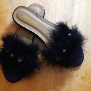 Lemonade black feathered and jeweled flats